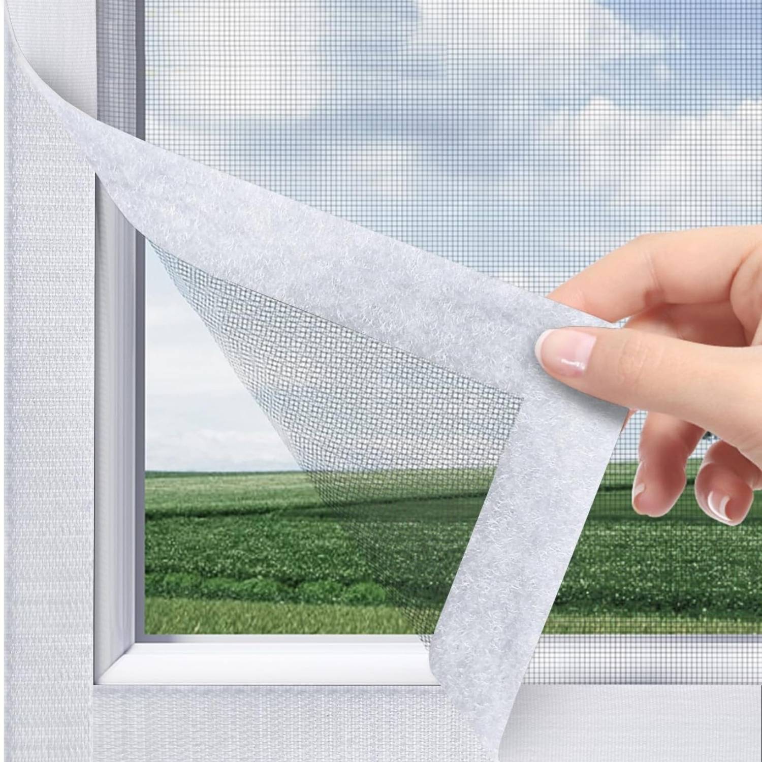 Adjustable Window Screens - Black, Standard Mesh (Grey), 39" x 39": photo 3
