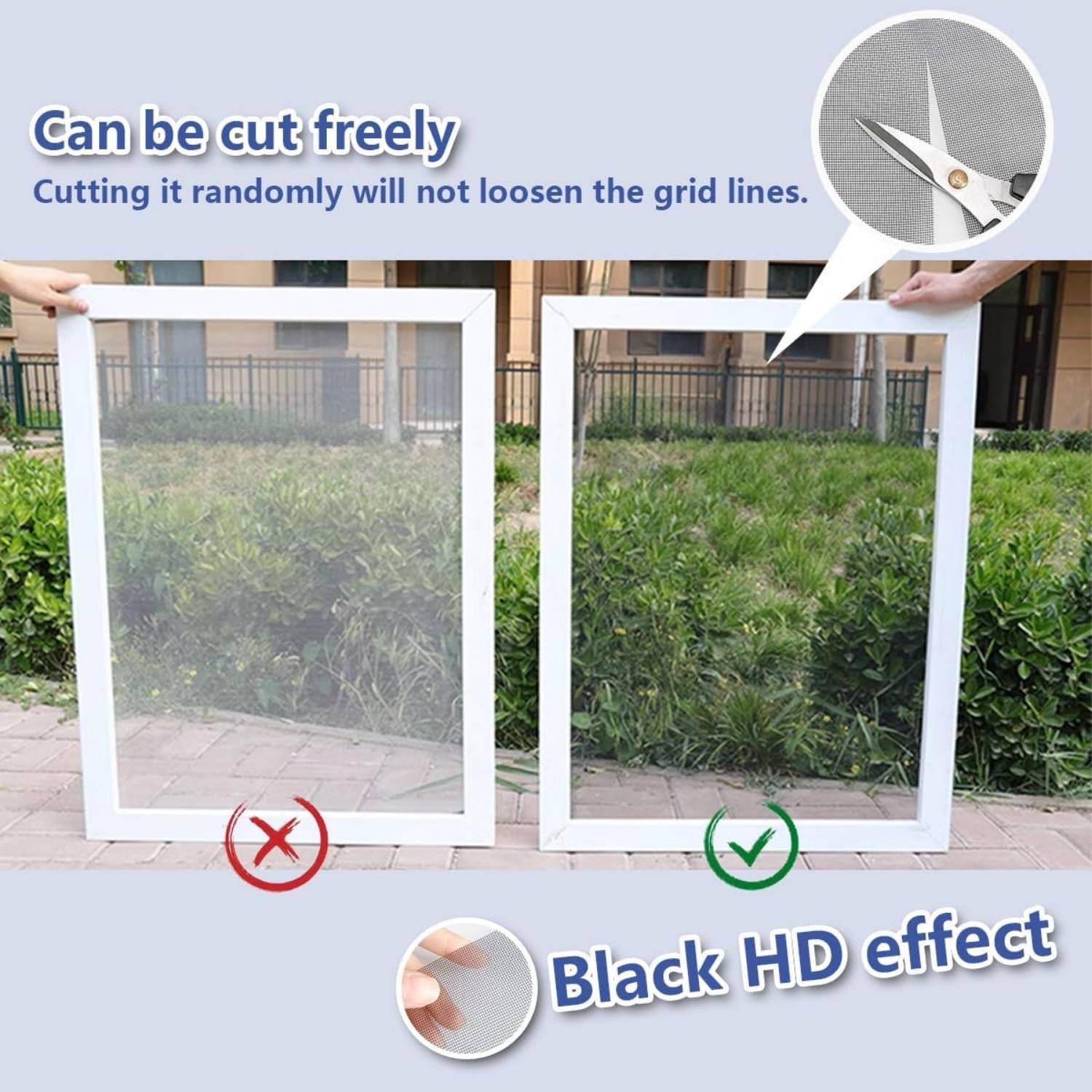 Adjustable Window Screens - Black, Standard Mesh (Grey), 39" x 39": photo 4