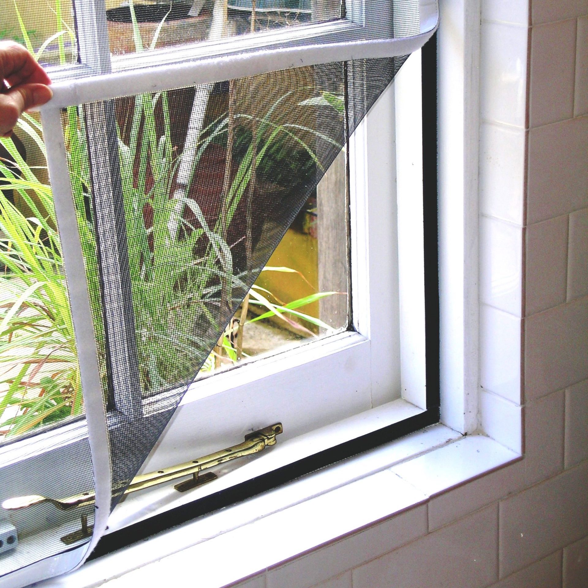 Adjustable Window Screens - Black, Standard Mesh (Grey), 39" x 39": photo 13